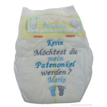 Windel mit Patenonkel bestickt